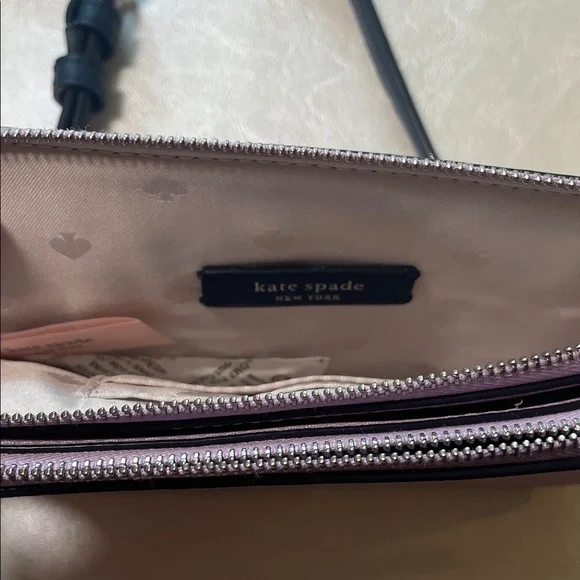 Kate Spade NY Leather Camron Double Zip Small Crossbody Bag in Lavender Mist - Picture 9 of 14